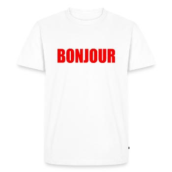 Bonjour - T-shirt Premium bio Homme - blanc - Devant - Nico (187cm)