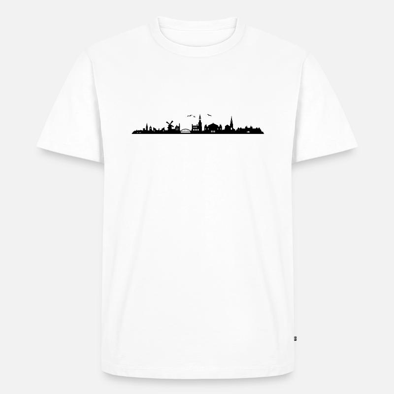 Skyline - Amsterdam - Männer Premium Bio T-Shirt - Weiß