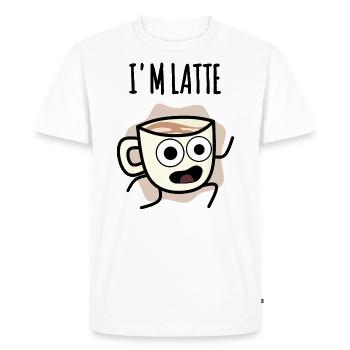 I'm Latte : Coffee cup Late to work ! - Men's Premium Organic T-Shirt - white - Front - Nico (187cm)