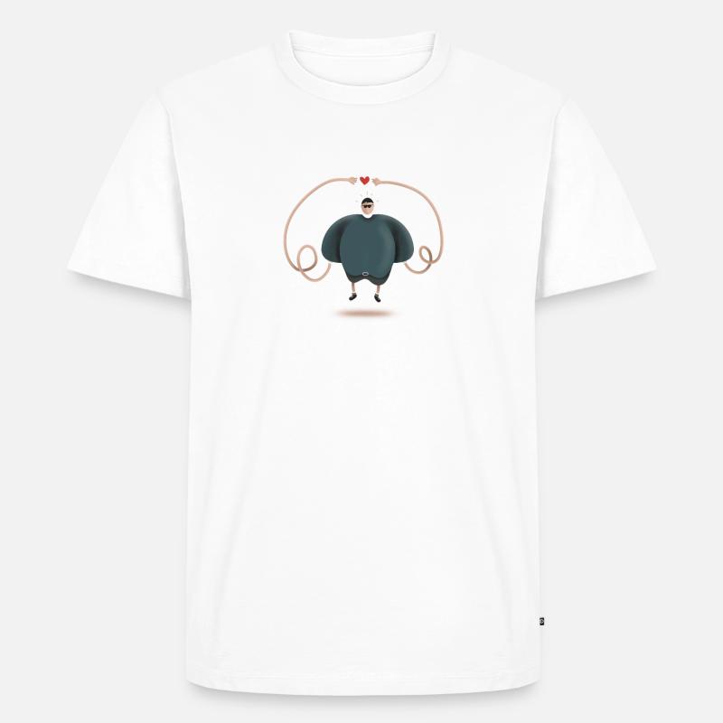 Schwebender Mann - lustige Illustration - Männer Premium Bio T-Shirt - Weiß