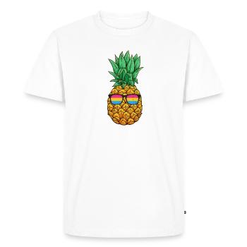 Pansexual Pride Pineapple with Pansexuality Glasses - Men's Premium Organic T-Shirt - white - Front - Nico (187cm)