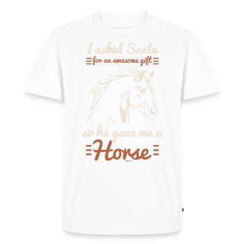 Le Père Noël m’a donné un cheval - T-shirt Premium bio Homme - blanc - Devant - Nico (187cm)