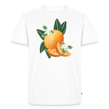 Design d’été orange avec fleurs et feuilles d’oranger - T-shirt Premium bio Homme - blanc - Devant - Nico (187cm)