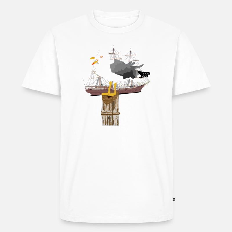 Möwe, Seemöwe, Segelschiff, Segelboot, Seefahrt, - Männer Premium Bio T-Shirt - undefined