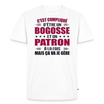 Compliqué D'être Un Bogosse et Un Patron - T-shirt Premium bio Homme - blanc - Devant - Nico (187cm)