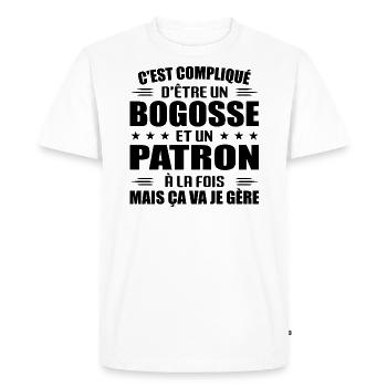 Compliqué D'être Un Bogosse et Un Patron - T-shirt Premium bio Homme - blanc - Devant - Nico (187cm)