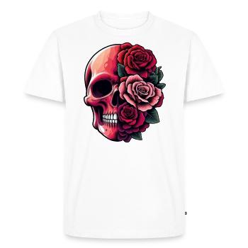 Crâne et bouquet - T-shirt Premium bio Homme - blanc - Devant - Nico (187cm)