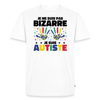 Je ne suis pas bizarre je suis autiste - T-shirt Premium bio Homme - blanc - Devant - Nico (187cm)