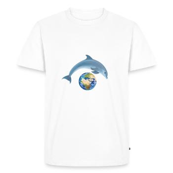 Protégeons l’environnement, les dauphins et les animaux - T-shirt Premium bio Homme - blanc - Devant - Nico (187cm)