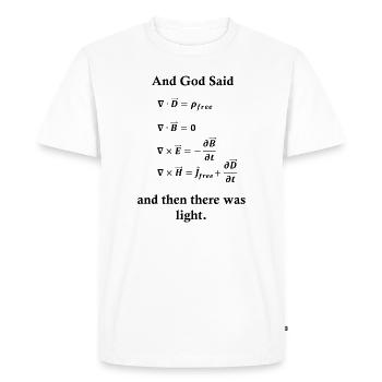 Maxwell Equations God Light Physics Nerd Science - Men's Premium Organic T-Shirt - white - Front - Nico (187cm)