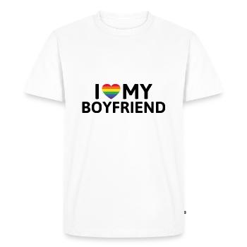J’aime mon petit ami - T-shirt Premium bio Homme - blanc - Devant - Nico (187cm)