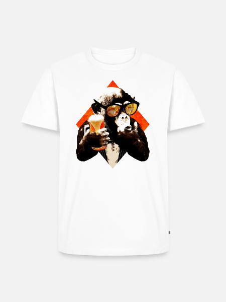 funny beer chimpanzee - Men's Premium Organic T-Shirt - white