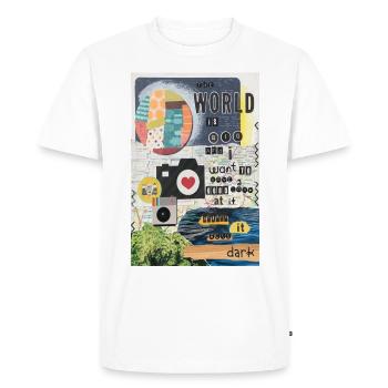 Le MONDE est grand Reise Spruch Fernweh Weltreise - T-shirt Premium bio Homme - blanc - Devant - Nico (187cm)