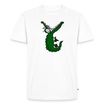 Crocodile affamé - T-shirt Premium bio Homme - blanc - Devant - Nico (187cm)