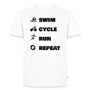 Triathlon - swim, cycle, run, repeat Training - T-shirt Premium bio Homme - blanc - Devant - Nico (187cm)