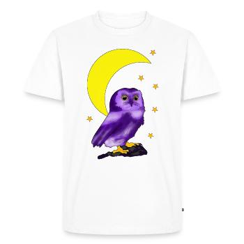 Chouette devant le croissant de lune - T-shirt Premium bio Homme - blanc - Devant - Nico (187cm)