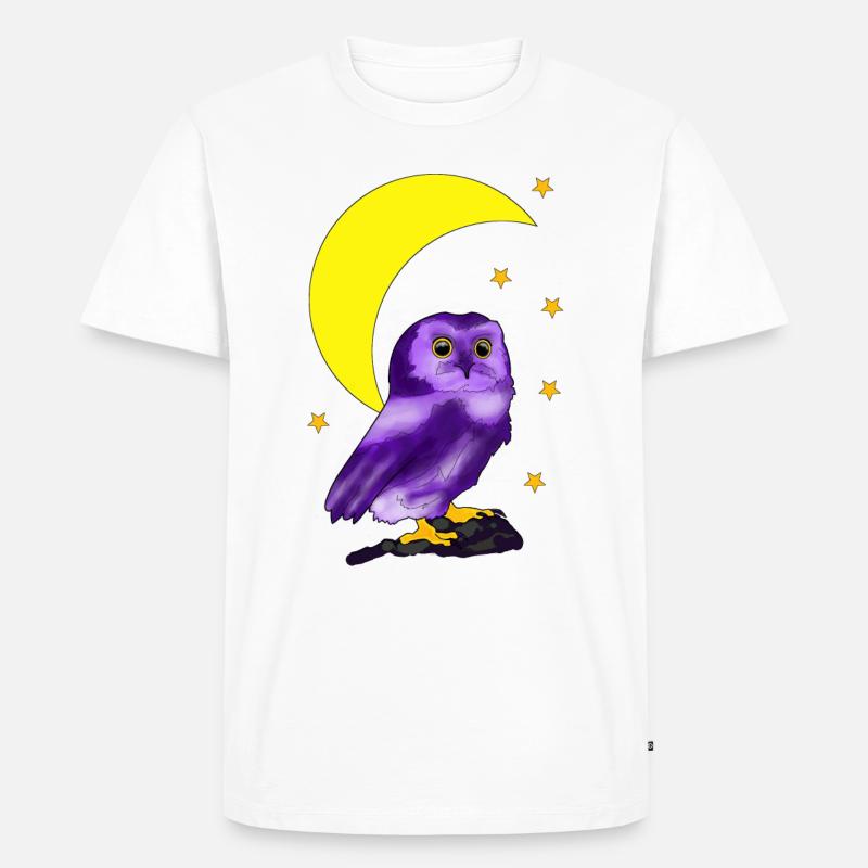 Eule vor Mondsichel - Männer Premium Bio T-Shirt - Weiß