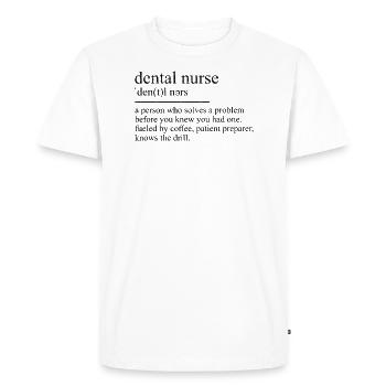Assistant dentaire Stomatologiste Définition Zfa Dentiste - T-shirt Premium bio Homme - blanc - Devant - Nico (187cm)