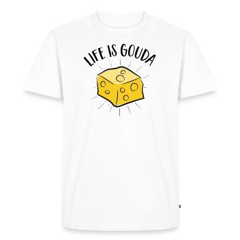 Fromage Käsefan Amateur de fromage Gouda Fromage à pâte dure - T-shirt Premium bio Homme - blanc - Devant - Nico (187cm)