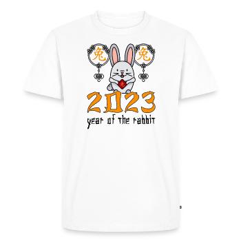 Personnage de lapin chinois Nouvel An 2023 - T-shirt Premium bio Homme - blanc - Devant - Nico (187cm)