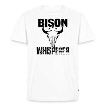 Buffle Bison Buffle Amérindien - T-shirt Premium bio Homme - blanc - Devant - Nico (187cm)