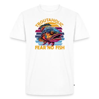 Pêche, Truite, Saumon, Pêcheur, Pêcheur, Perche - T-shirt Premium bio Homme - blanc - Devant - Nico (187cm)
