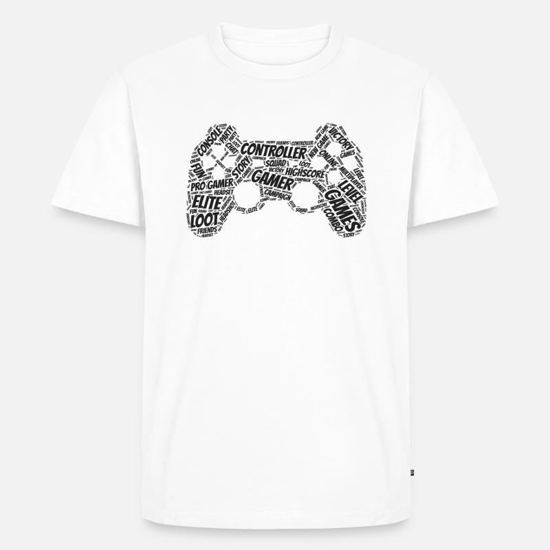 game controller wordart - Männer Premium Bio T-Shirt - Weiß