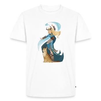 Sorcière Sorcière Nord Vikings Magie avec Animal - T-shirt Premium bio Homme - blanc - Devant - Nico (187cm)