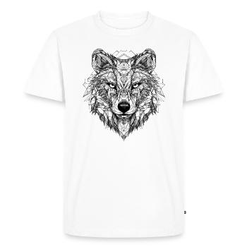 Loup Géométrique - T-shirt Premium bio Homme - blanc - Devant - Nico (187cm)