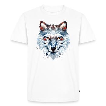Loup Géométrique - T-shirt Premium bio Homme - blanc - Devant - Nico (187cm)