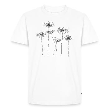 Chamomile flowers line art - Men's Premium Organic T-Shirt - white - Front - Nico (187cm)