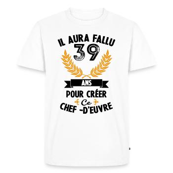 39 Ans anniversaire 39 anniversaire cadeau 39 ans - T-shirt Premium bio Homme - blanc - Devant - Nico (187cm)