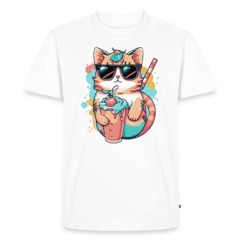 Design rafraîchissant : un chat avec des lunettes de soleil - T-shirt Premium bio Homme - blanc - Devant - Nico (187cm)