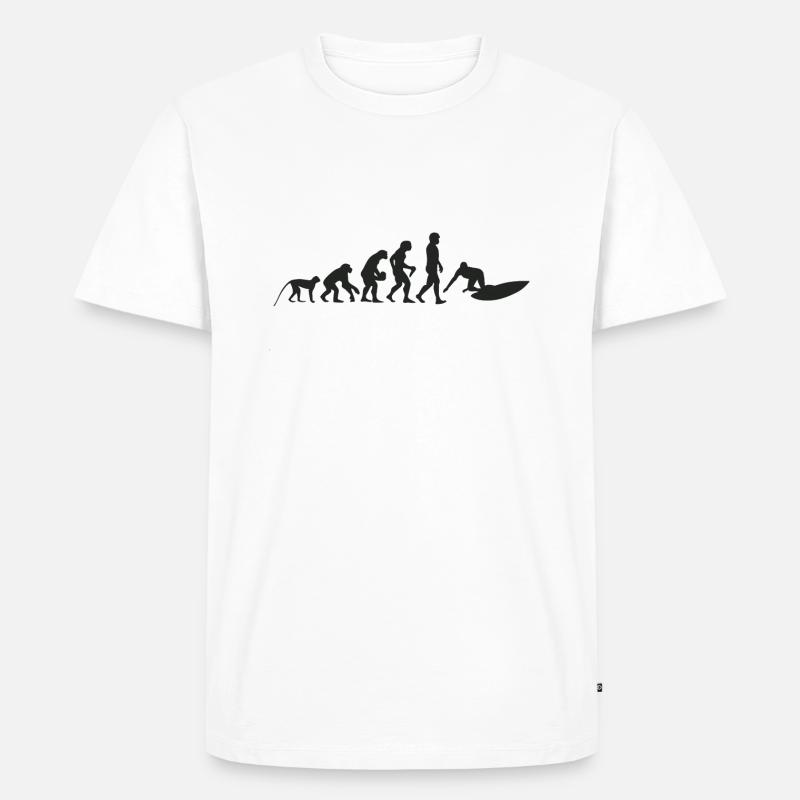 Surfen Evolution - Männer Premium Bio T-Shirt - Weiß
