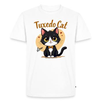 Tuxedo Cat Lover - Free Gift - Men's Premium Organic T-Shirt - white - Front - Nico (187cm)