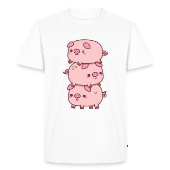 Pile mignonne de trois petits cochons drôle - T-shirt Premium bio Homme - blanc - Devant - Nico (187cm)