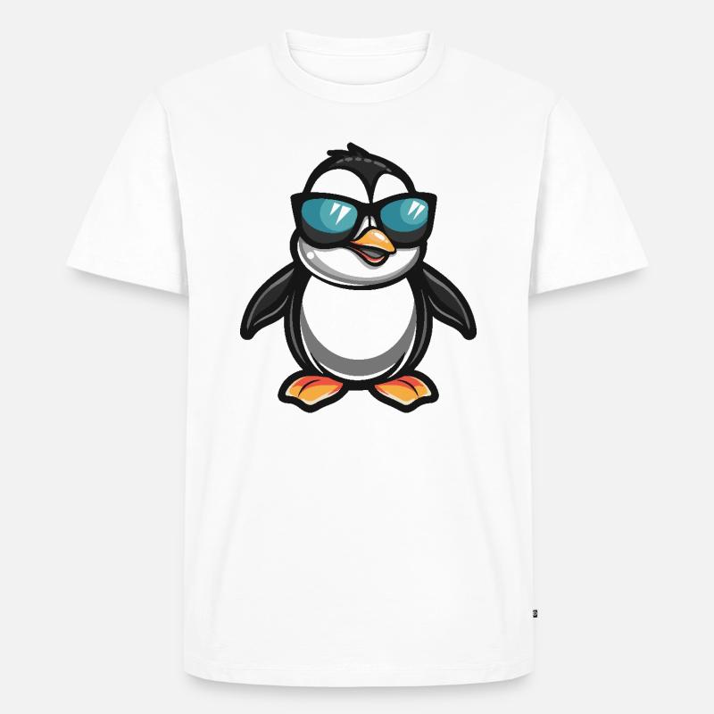 Pinguin Cool Comic - Männer Premium Bio T-Shirt - Weiß