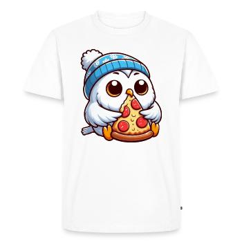 Owl Snowy Owl Pizza Pizza Lover Winter - Men's Premium Organic T-Shirt - white - Front - Nico (187cm)