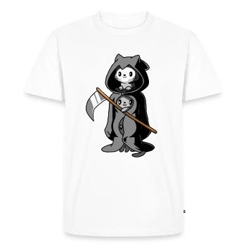Three black cats disguised as death - Men's Premium Organic T-Shirt - white - Front - Nico (187cm)