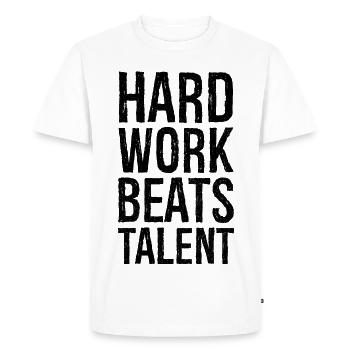 Hard Work Beats Talent - Men's Premium Organic T-Shirt - white - Front - Nico (187cm)