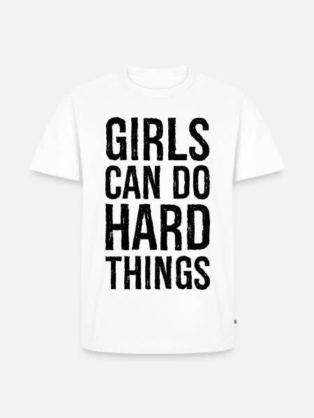 Mädchen können harte Dinge tun - Männer Premium Bio T-Shirt - Weiß