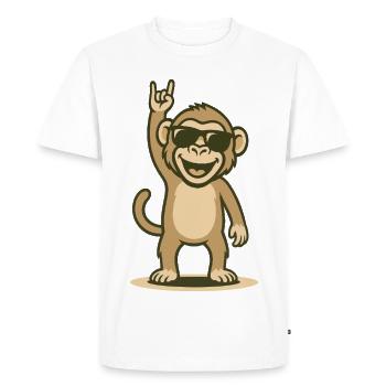 Babouin rocker cool avec lunettes de soleil - T-shirt Premium bio Homme - blanc - Devant - Nico (187cm)