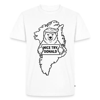 Le Groenland n’est pas à vendre - T-shirt Premium bio Homme - blanc - Devant - Nico (187cm)