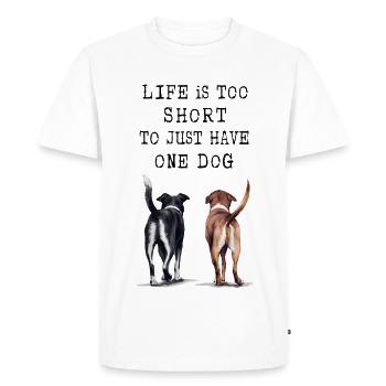 La vie est trop courte pour n’avoir qu’un seul chien - T-shirt Premium bio Homme - blanc - Devant - Nico (187cm)