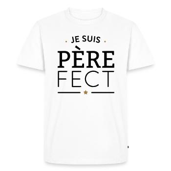 Je suis père-fect - parfait - T-shirt Premium bio Homme - blanc - Devant - Nico (187cm)