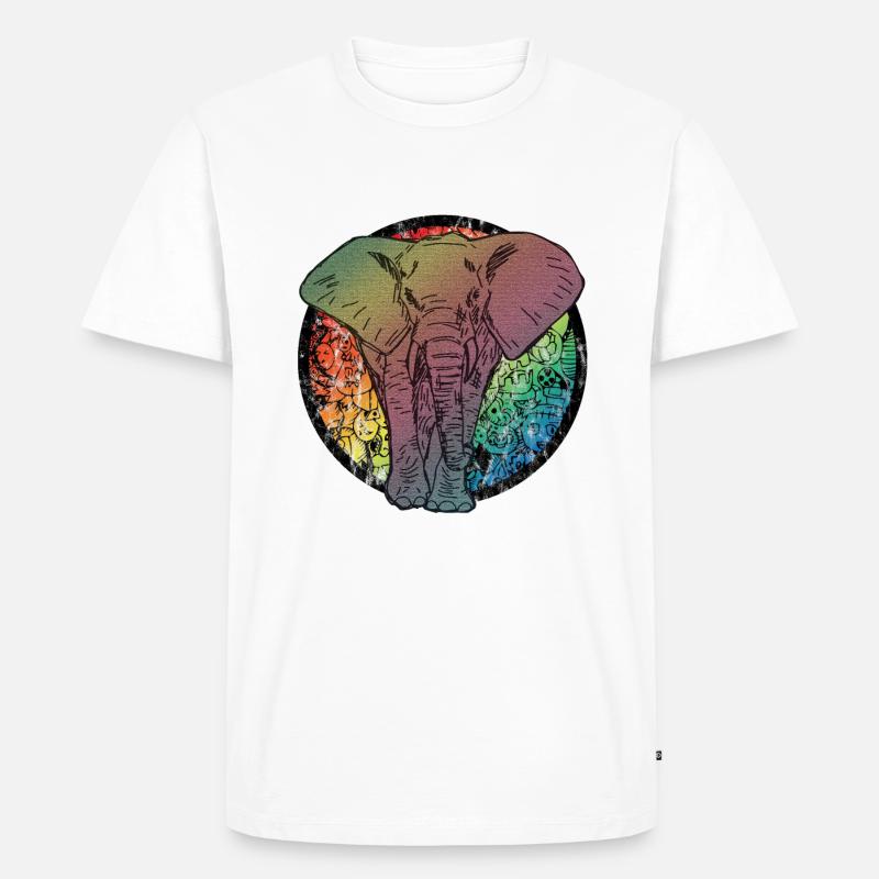 Elefant Comic - Männer Premium Bio T-Shirt - Weiß