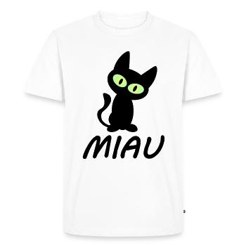 Miaou de chat / chaton mignon / NOUVEAU comme autocollant - T-shirt Premium bio Homme - blanc - Devant - Nico (187cm)