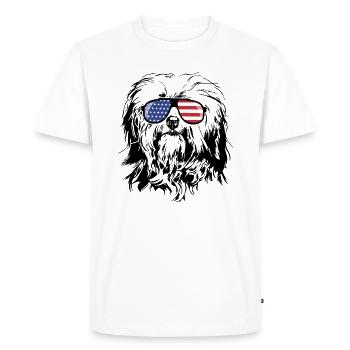 HAVANESE Amérique Drapeau Chien Chiens Lunettes Wilsigns - T-shirt Premium bio Homme - blanc - Devant - Nico (187cm)