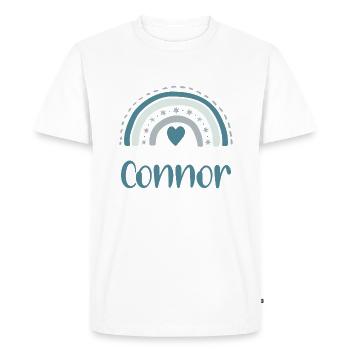 Connor Nom Arc-en-ciel - T-shirt Premium bio Homme - blanc - Devant - Nico (187cm)