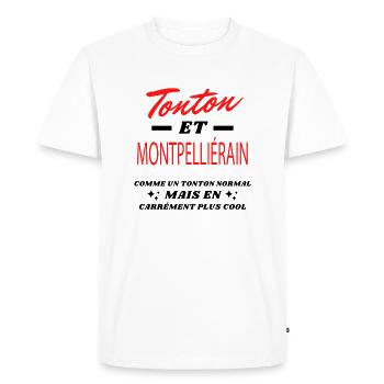 Tonton et MONTPELLIÉRAIN - T-shirt Premium bio Homme - blanc - Devant - Nico (187cm)